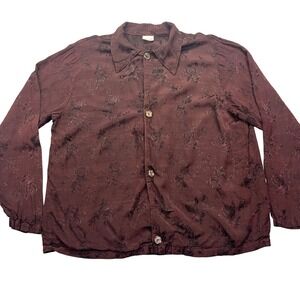 CP Shades Floral Button Down Top‎ Rose Print Long Sleeve Blouse Small